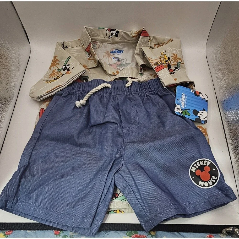NWT! Disney “Retro Style” Mickey Mouse, 2PC short set/Blue-Boys size 18M
